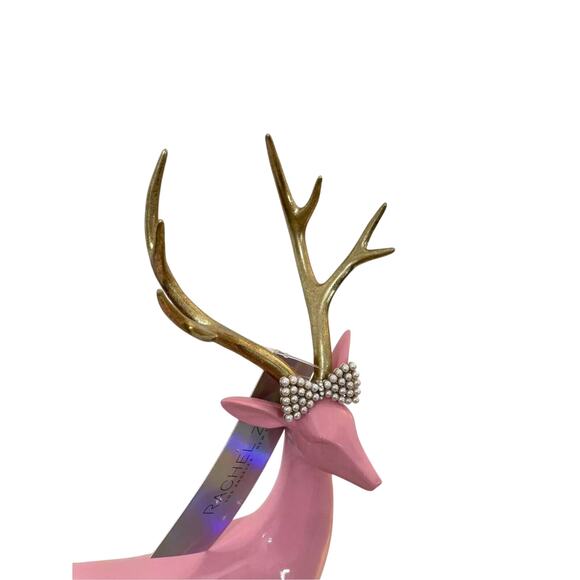 Rachel Zoe Pink Resin Christmas 14.75" Reindeer with Rhinestone Bow New - Picture 4 of 9